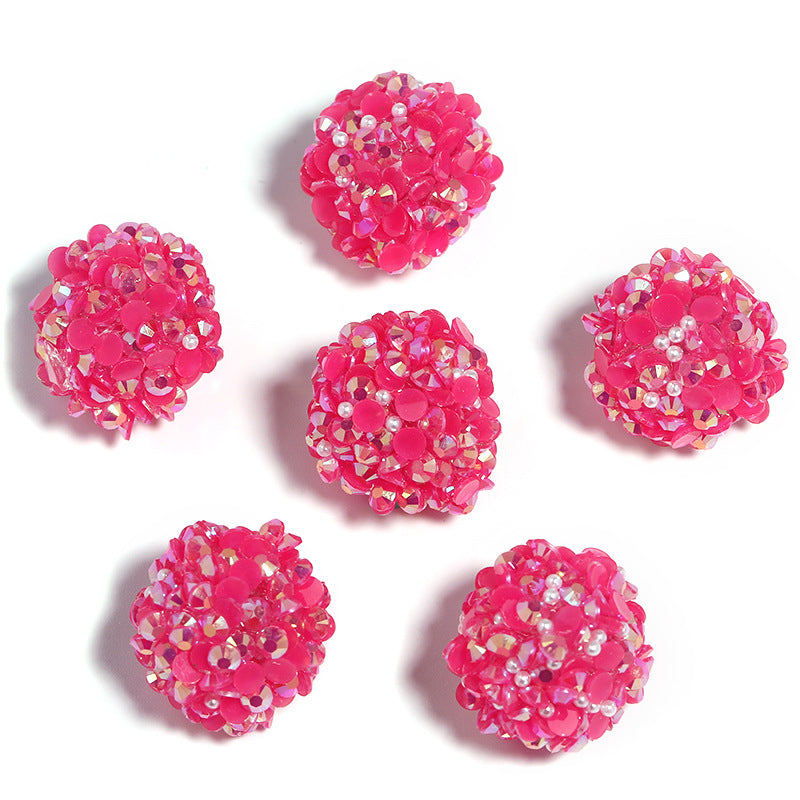 Wholesale 10PCS Colored Rhinestone Pearl Through Hole Acrylic Soft Sugar Beads
